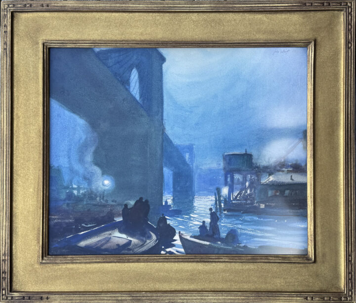 View larger image of artwork titled The Brooklyn Bridge, Evening with Frame